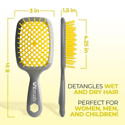 FHI Heat UNbrush Detangling Brush for Pain-Free Brushing on All Wet or Dry Hair Types — Durable DuoFlex Anti-Static Bristles, Lightweight Handle, Vented Hair Brush