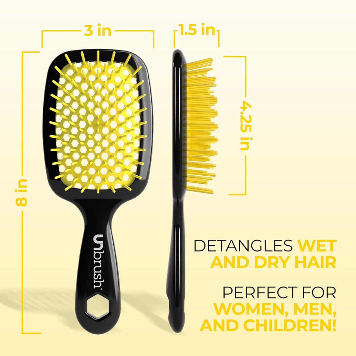 FHI Heat UNbrush Detangling Brush for Pain-Free Brushing on All Wet or Dry Hair Types — Durable DuoFlex Anti-Static Bristles, Lightweight Handle, Vented Hair Brush
