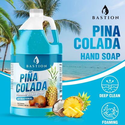 Foaming Antibacterial Hand Soap Refill – Pina Colada Scent, 1 Gallon (128 oz) – Bulk Moisturizing Hand Wash for Home, Office, Kitchen, Bathroom – Kills Germs, Softens Hands