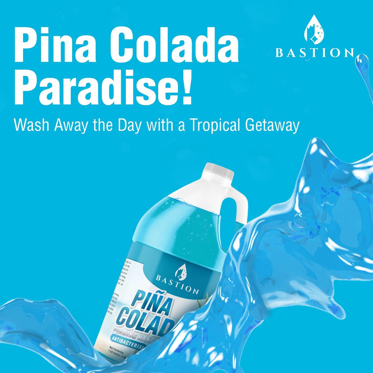 Foaming Antibacterial Hand Soap Refill – Pina Colada Scent, 1 Gallon (128 oz) – Bulk Moisturizing Hand Wash for Home, Office, Kitchen, Bathroom – Kills Germs, Softens Hands
