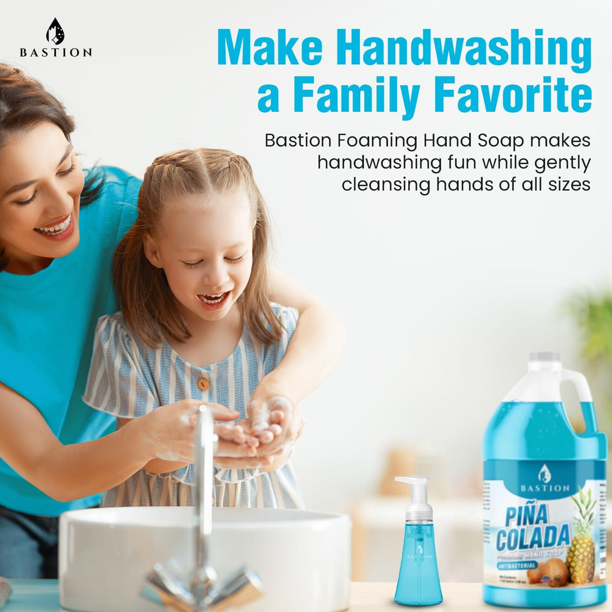 Foaming Antibacterial Hand Soap Refill – Pina Colada Scent, 1 Gallon (128 oz) – Bulk Moisturizing Hand Wash for Home, Office, Kitchen, Bathroom – Kills Germs, Softens Hands