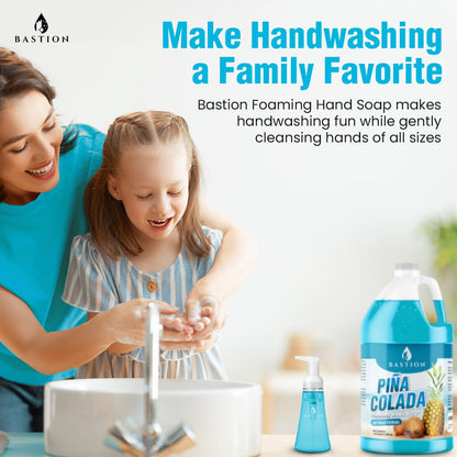 Foaming Antibacterial Hand Soap Refill – Pina Colada Scent, 1 Gallon (128 oz) – Bulk Moisturizing Hand Wash for Home, Office, Kitchen, Bathroom – Kills Germs, Softens Hands