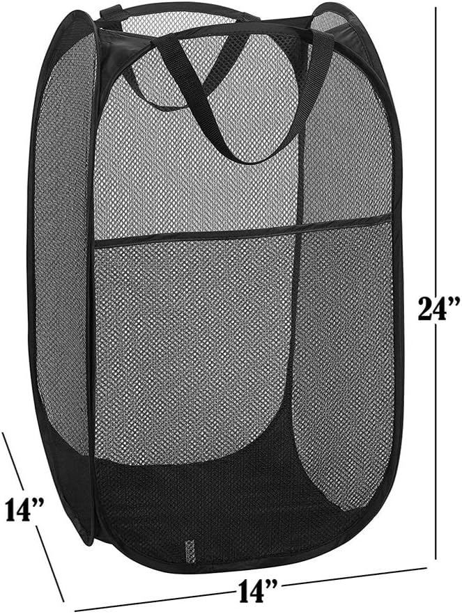 Deluxe Strong Mesh Pop up Laundry Hamper Basket with Side Pocket for Laundry Room, Bathroom, Kids Room, College Dorm or Travel Blush