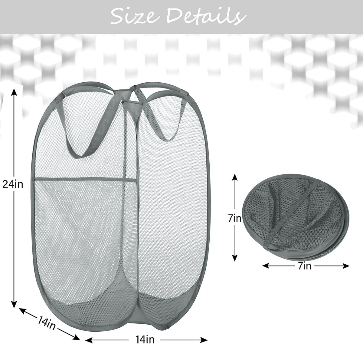 Deluxe Strong Mesh Pop up Laundry Hamper Basket with Side Pocket for Laundry Room, Bathroom, Kids Room, College Dorm or Travel Blush