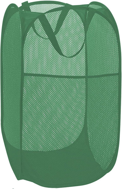 Deluxe Strong Mesh Pop up Laundry Hamper Basket with Side Pocket for Laundry Room, Bathroom, Kids Room, College Dorm or Travel Blush