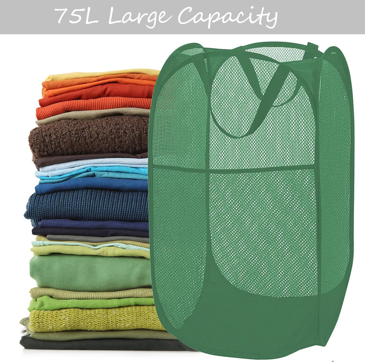 Deluxe Strong Mesh Pop up Laundry Hamper Basket with Side Pocket for Laundry Room, Bathroom, Kids Room, College Dorm or Travel Blush