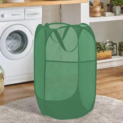 Deluxe Strong Mesh Pop up Laundry Hamper Basket with Side Pocket for Laundry Room, Bathroom, Kids Room, College Dorm or Travel Blush