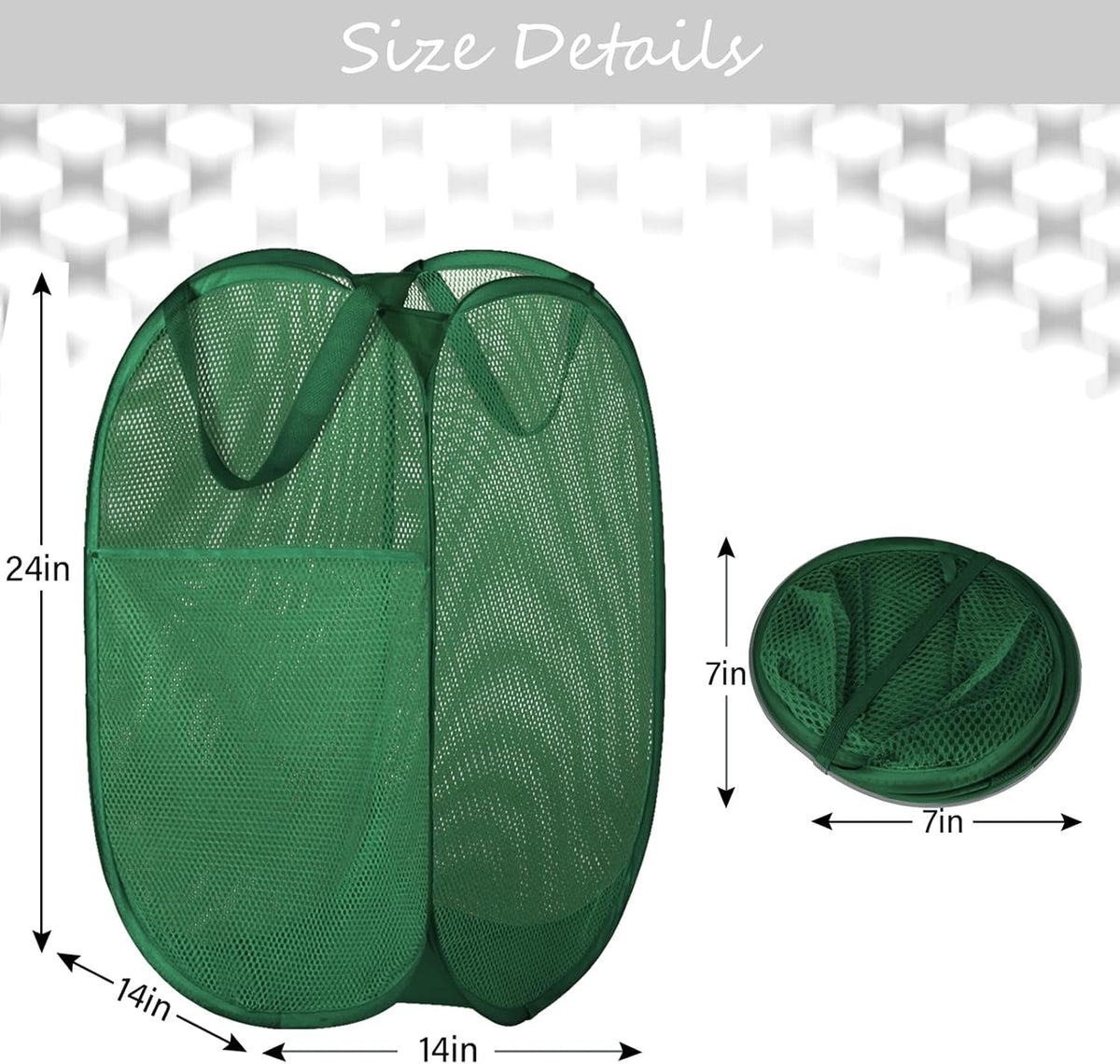 Deluxe Strong Mesh Pop up Laundry Hamper Basket with Side Pocket for Laundry Room, Bathroom, Kids Room, College Dorm or Travel Blush