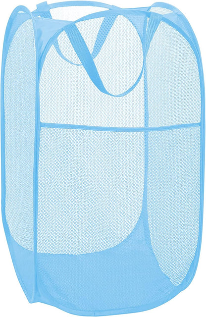 Deluxe Strong Mesh Pop up Laundry Hamper Basket with Side Pocket for Laundry Room, Bathroom, Kids Room, College Dorm or Travel Blush