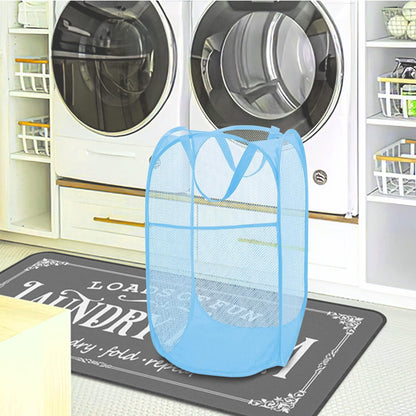 Deluxe Strong Mesh Pop up Laundry Hamper Basket with Side Pocket for Laundry Room, Bathroom, Kids Room, College Dorm or Travel Blush