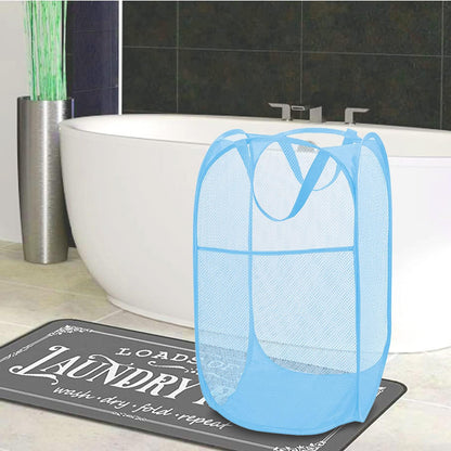 Deluxe Strong Mesh Pop up Laundry Hamper Basket with Side Pocket for Laundry Room, Bathroom, Kids Room, College Dorm or Travel Blush