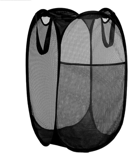 Deluxe Strong Mesh Pop up Laundry Hamper Basket with Side Pocket for Laundry Room, Bathroom, Kids Room, College Dorm or Travel Blush