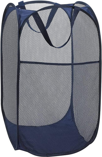 Deluxe Strong Mesh Pop up Laundry Hamper Basket with Side Pocket for Laundry Room, Bathroom, Kids Room, College Dorm or Travel Blush
