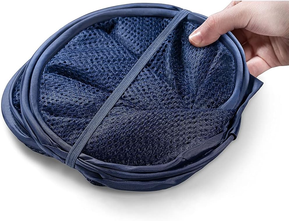 Deluxe Strong Mesh Pop up Laundry Hamper Basket with Side Pocket for Laundry Room, Bathroom, Kids Room, College Dorm or Travel Blush