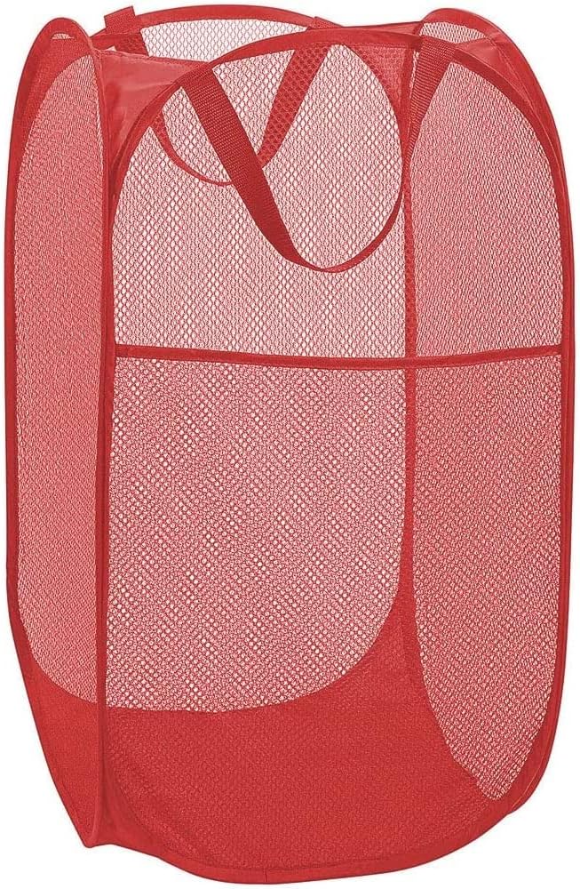 Deluxe Strong Mesh Pop up Laundry Hamper Basket with Side Pocket for Laundry Room, Bathroom, Kids Room, College Dorm or Travel Blush