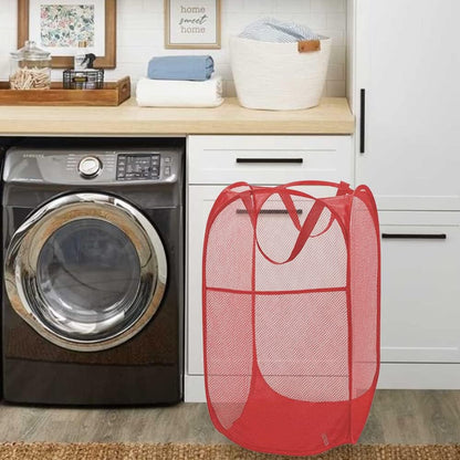 Deluxe Strong Mesh Pop up Laundry Hamper Basket with Side Pocket for Laundry Room, Bathroom, Kids Room, College Dorm or Travel Blush