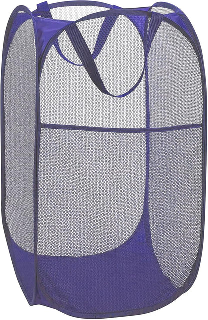 Deluxe Strong Mesh Pop up Laundry Hamper Basket with Side Pocket for Laundry Room, Bathroom, Kids Room, College Dorm or Travel Blush