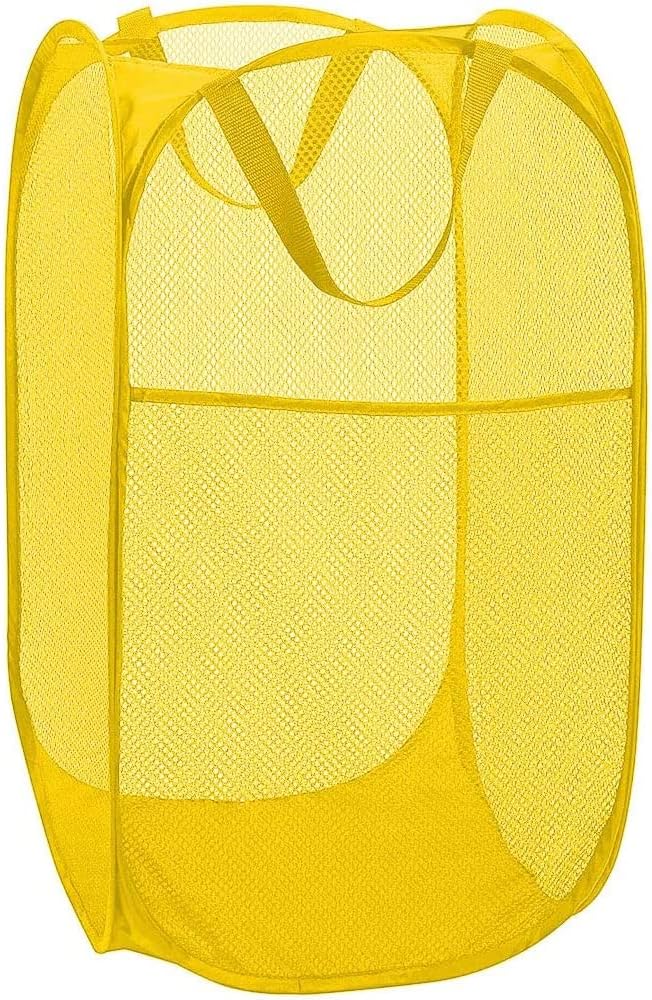 Deluxe Strong Mesh Pop up Laundry Hamper Basket with Side Pocket for Laundry Room, Bathroom, Kids Room, College Dorm or Travel Blush