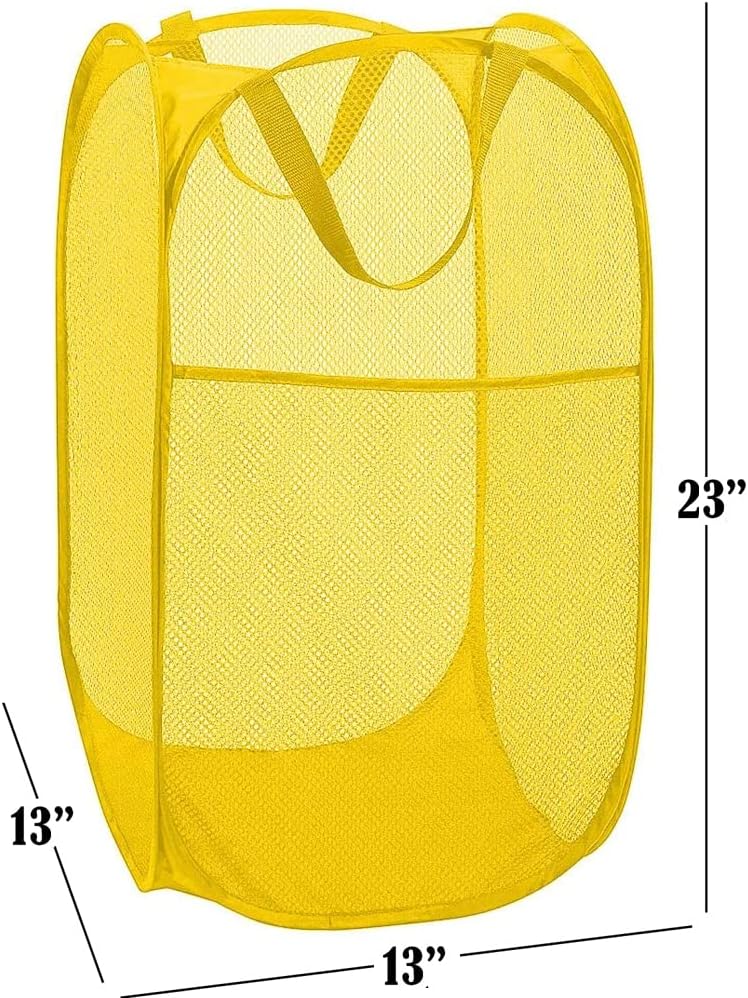 Deluxe Strong Mesh Pop up Laundry Hamper Basket with Side Pocket for Laundry Room, Bathroom, Kids Room, College Dorm or Travel Blush