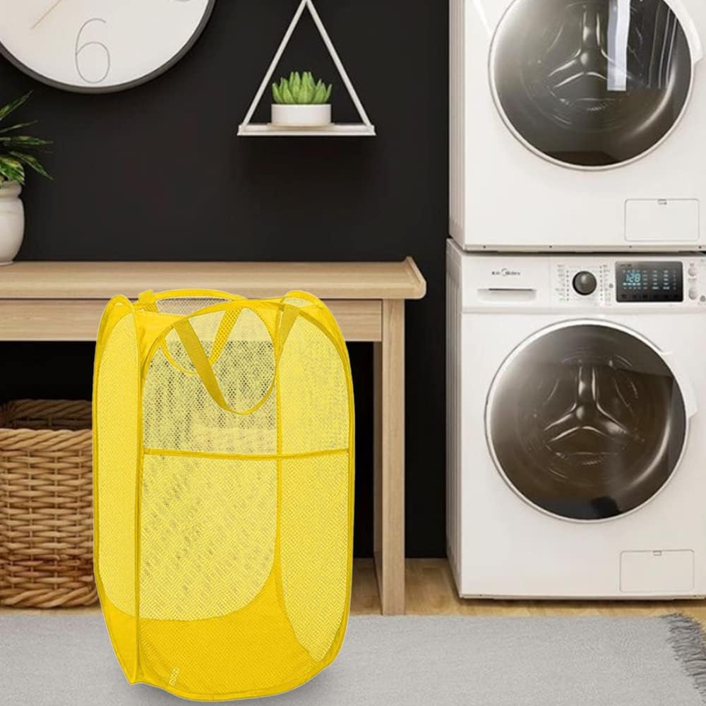 Deluxe Strong Mesh Pop up Laundry Hamper Basket with Side Pocket for Laundry Room, Bathroom, Kids Room, College Dorm or Travel Blush