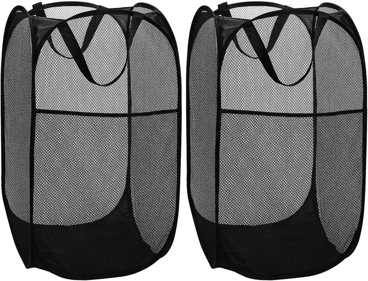 Deluxe Strong Mesh Pop up Laundry Hamper Basket with Side Pocket for Laundry Room, Bathroom, Kids Room, College Dorm or Travel Blush