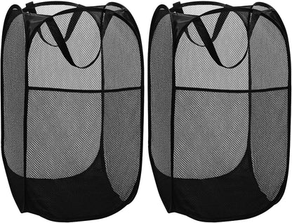 Deluxe Strong Mesh Pop up Laundry Hamper Basket with Side Pocket for Laundry Room, Bathroom, Kids Room, College Dorm or Travel Blush