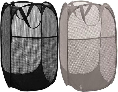Deluxe Strong Mesh Pop up Laundry Hamper Basket with Side Pocket for Laundry Room, Bathroom, Kids Room, College Dorm or Travel Blush