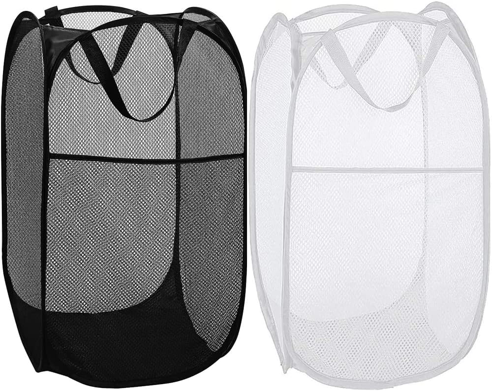 Deluxe Strong Mesh Pop up Laundry Hamper Basket with Side Pocket for Laundry Room, Bathroom, Kids Room, College Dorm or Travel Blush