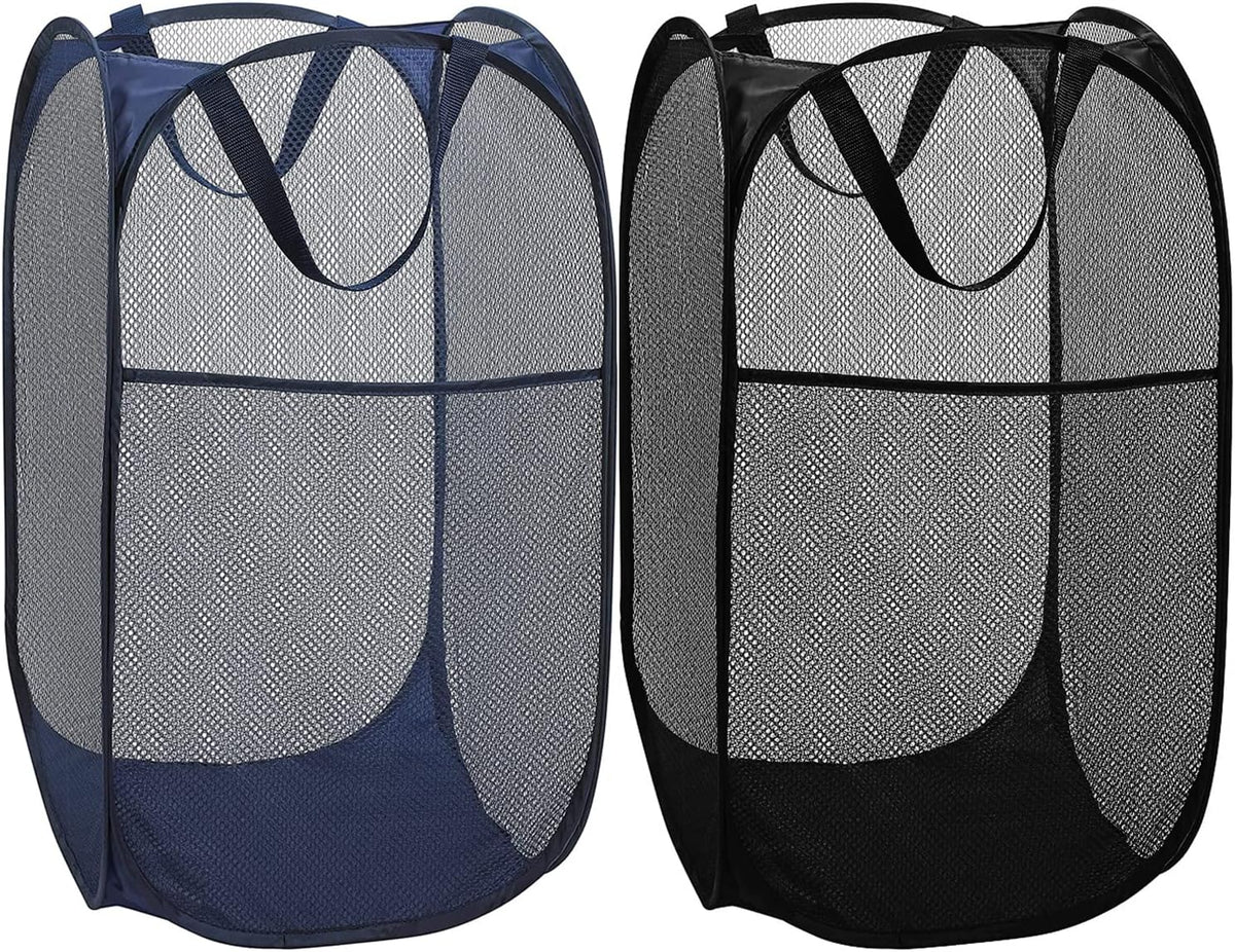 Deluxe Strong Mesh Pop up Laundry Hamper Basket with Side Pocket for Laundry Room, Bathroom, Kids Room, College Dorm or Travel Blush