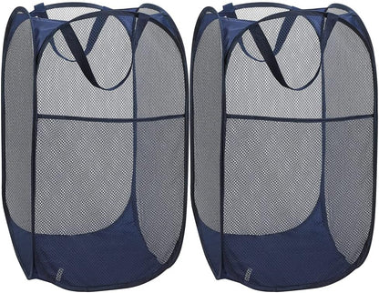 Deluxe Strong Mesh Pop up Laundry Hamper Basket with Side Pocket for Laundry Room, Bathroom, Kids Room, College Dorm or Travel Blush