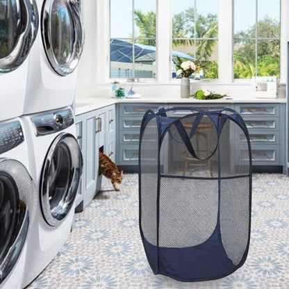 Deluxe Strong Mesh Pop up Laundry Hamper Basket with Side Pocket for Laundry Room, Bathroom, Kids Room, College Dorm or Travel Blush