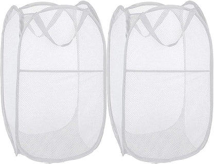 Deluxe Strong Mesh Pop up Laundry Hamper Basket with Side Pocket for Laundry Room, Bathroom, Kids Room, College Dorm or Travel Blush