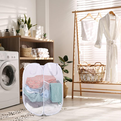 Deluxe Strong Mesh Pop up Laundry Hamper Basket with Side Pocket for Laundry Room, Bathroom, Kids Room, College Dorm or Travel Blush