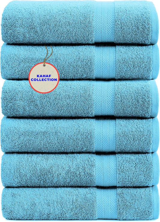 100% Cotton Bath Towels, 24x48 Pack of 6 Towels, Quick Dry, Highly Absorbent, Soft Feel Towel, Gym, Spa, Bathroom, Shower, Pool, Luxury Soft Towels (Grey, 24x48-6 Pack)