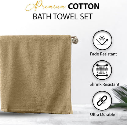 100% Cotton Bath Towels, 24x48 Pack of 6 Towels, Quick Dry, Highly Absorbent, Soft Feel Towel, Gym, Spa, Bathroom, Shower, Pool, Luxury Soft Towels (Grey, 24x48-6 Pack)