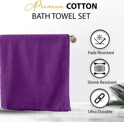 100% Cotton Bath Towels, 24x48 Pack of 6 Towels, Quick Dry, Highly Absorbent, Soft Feel Towel, Gym, Spa, Bathroom, Shower, Pool, Luxury Soft Towels (Grey, 24x48-6 Pack)
