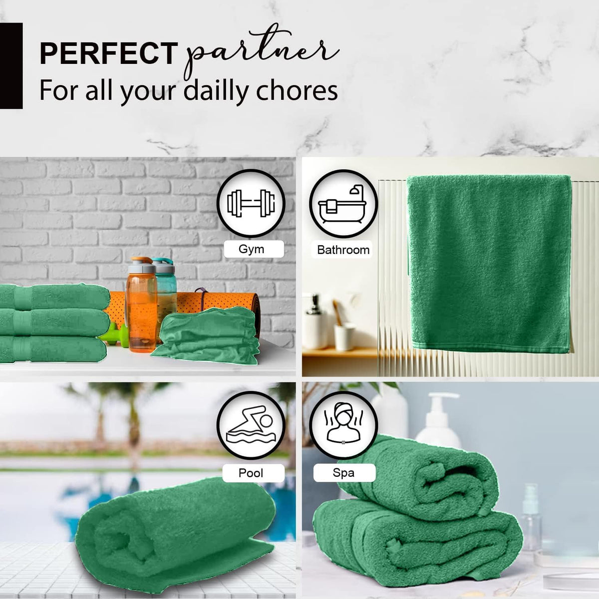 100% Cotton Bath Towels, 24x48 Pack of 6 Towels, Quick Dry, Highly Absorbent, Soft Feel Towel, Gym, Spa, Bathroom, Shower, Pool, Luxury Soft Towels (Grey, 24x48-6 Pack)