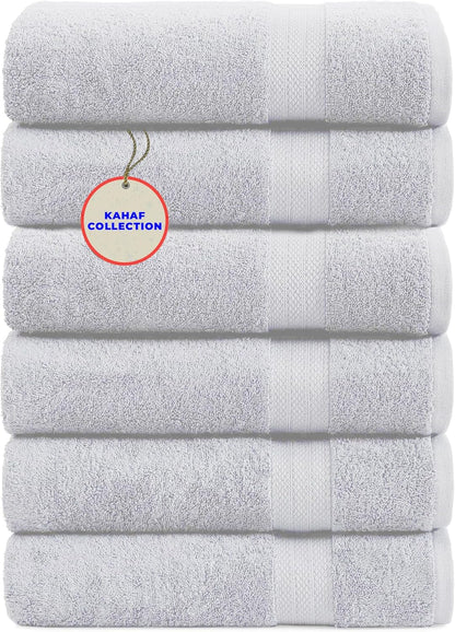100% Cotton Bath Towels, 24x48 Pack of 6 Towels, Quick Dry, Highly Absorbent, Soft Feel Towel, Gym, Spa, Bathroom, Shower, Pool, Luxury Soft Towels (Grey, 24x48-6 Pack)