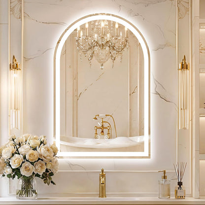 Arched LED Bathroom Mirror with Lights, 24" x 36" Lighted Vanity Mirror