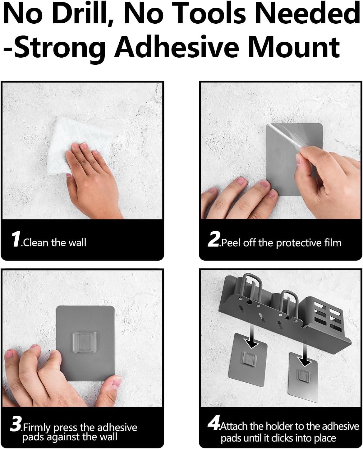 Electric Toothbrush Holder Wall Mounted - Aluminum, 3-Slot, Gray