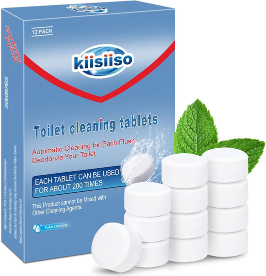 KIISIISO Toilet Bowl Cleaner Tablets 50 PACK, Automatic Bleach Toilet Tank Cleaners, Bathroom Long-Lasting Freshness, Slow-Releasing Powerful Deodorizing & Descaling