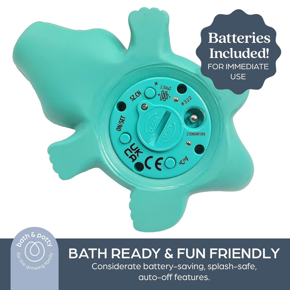 Baby Bath Thermometer - Turtle Water Thermometer for Bathtub | Instant Digital Water & Room Temperature - Fun Floating Turtle Toy - Helps Monitor Bath Water Temperature