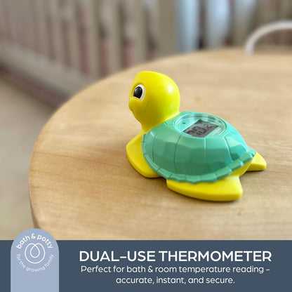Baby Bath Thermometer - Turtle Water Thermometer for Bathtub | Instant Digital Water & Room Temperature - Fun Floating Turtle Toy - Helps Monitor Bath Water Temperature