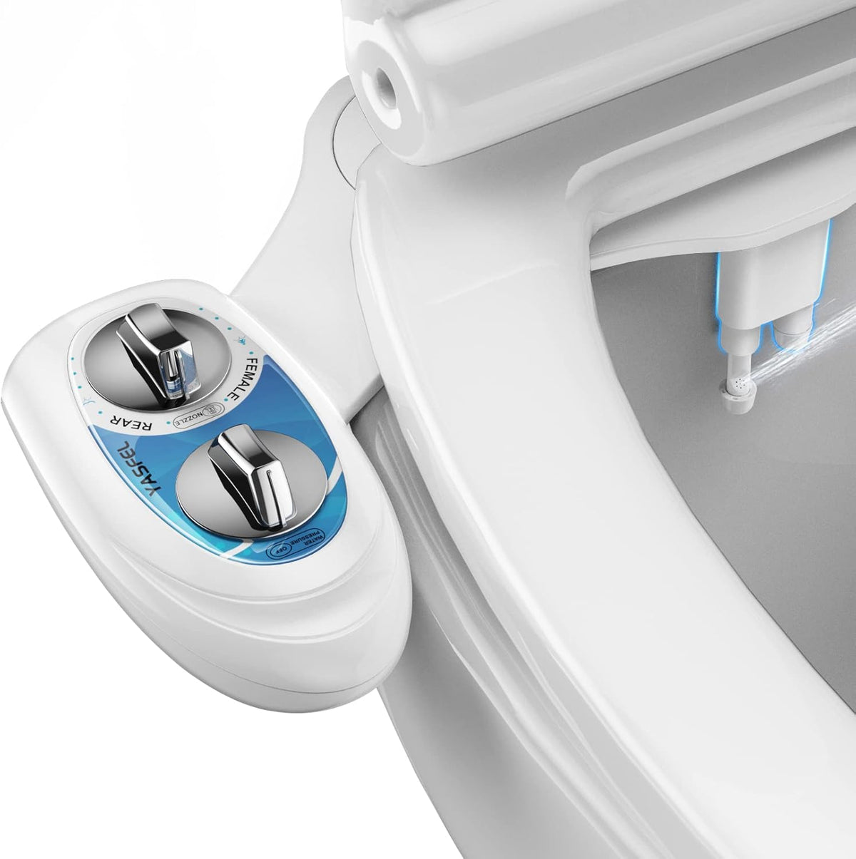 Bidet Attachment for Toilet, Non-Electric Self-Cleaning Bidet Seat Attachment, Fresh Cold Bidet Attachment for Feminine/Posterior Wash, with Adjustable Pressure Control (Blue/White)
