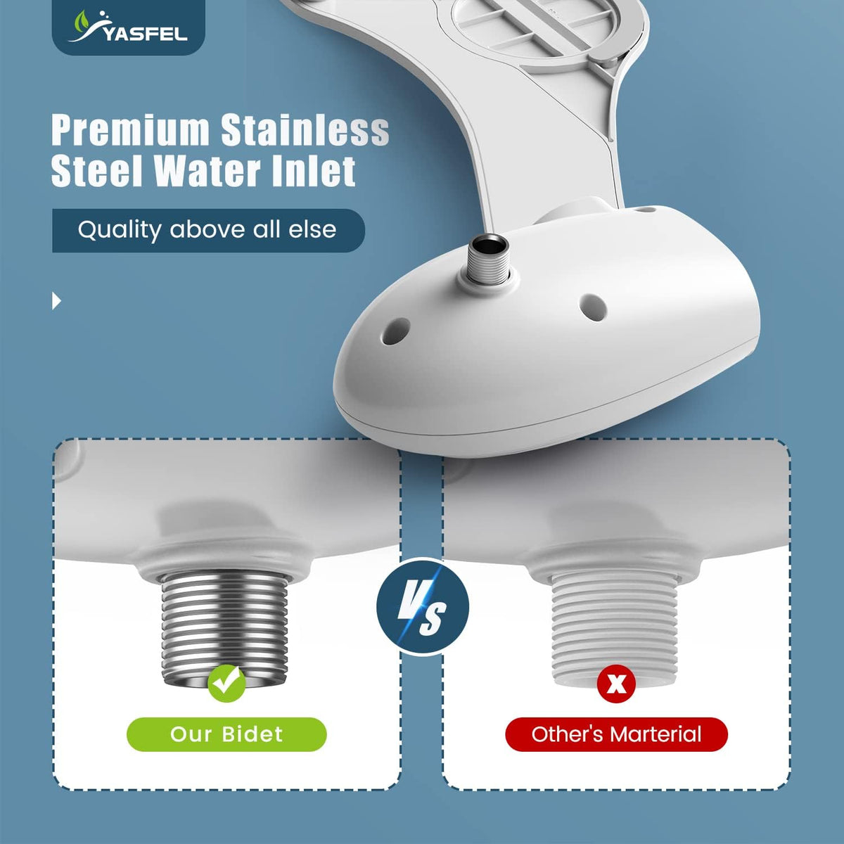Bidet Attachment for Toilet, Non-Electric Self-Cleaning Bidet Seat Attachment, Fresh Cold Bidet Attachment for Feminine/Posterior Wash, with Adjustable Pressure Control (Blue/White)