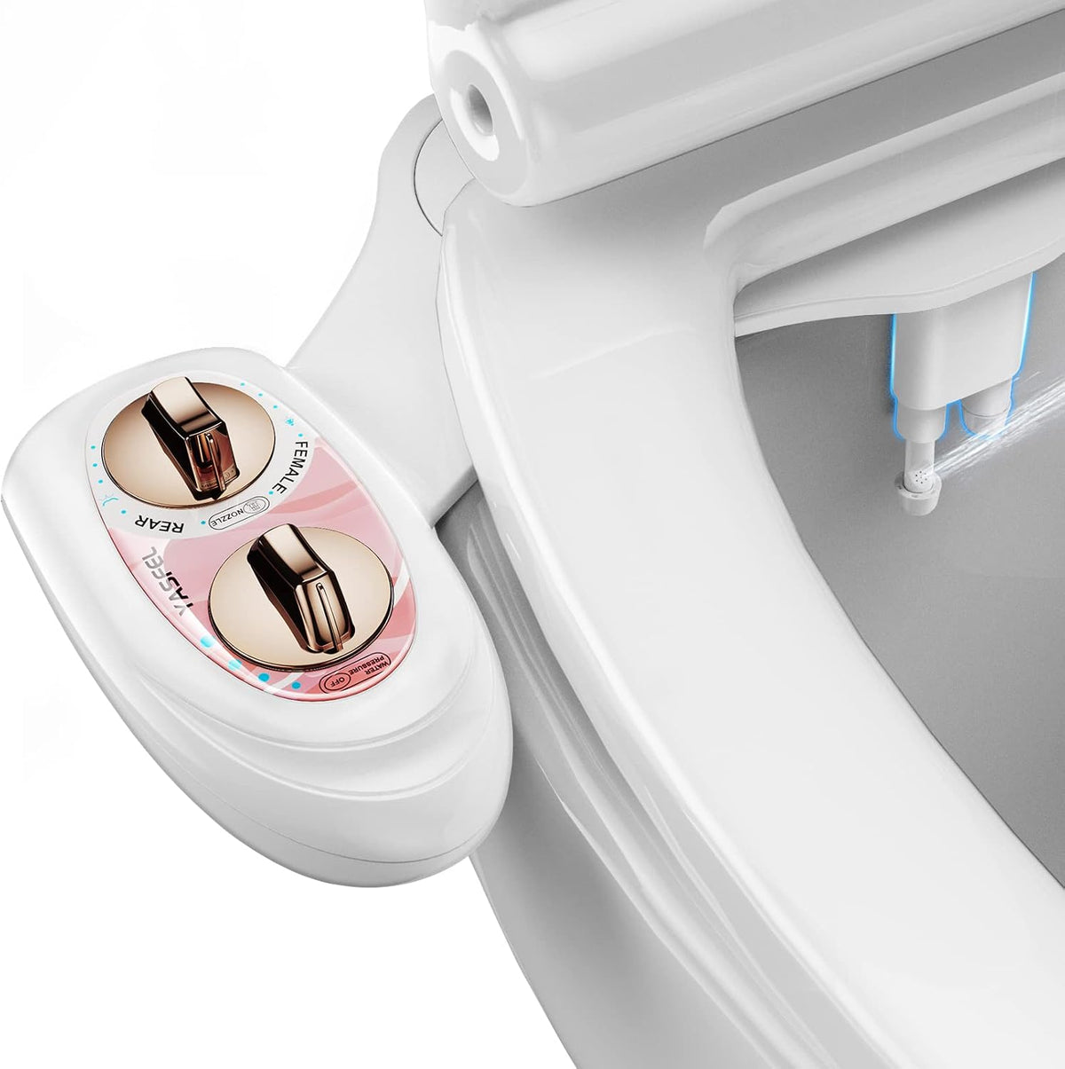 Bidet Attachment for Toilet, Non-Electric Self-Cleaning Bidet Seat Attachment, Fresh Cold Bidet Attachment for Feminine/Posterior Wash, with Adjustable Pressure Control (Blue/White)