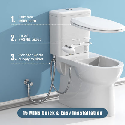 Bidet Attachment for Toilet, Non-Electric Self-Cleaning Bidet Seat Attachment, Fresh Cold Bidet Attachment for Feminine/Posterior Wash, with Adjustable Pressure Control (Blue/White)