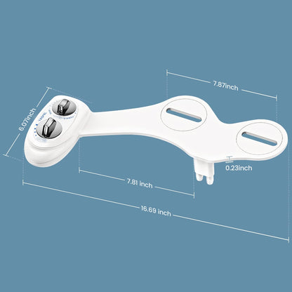 Bidet Attachment for Toilet, Non-Electric Self-Cleaning Bidet Seat Attachment, Fresh Cold Bidet Attachment for Feminine/Posterior Wash, with Adjustable Pressure Control (Blue/White)