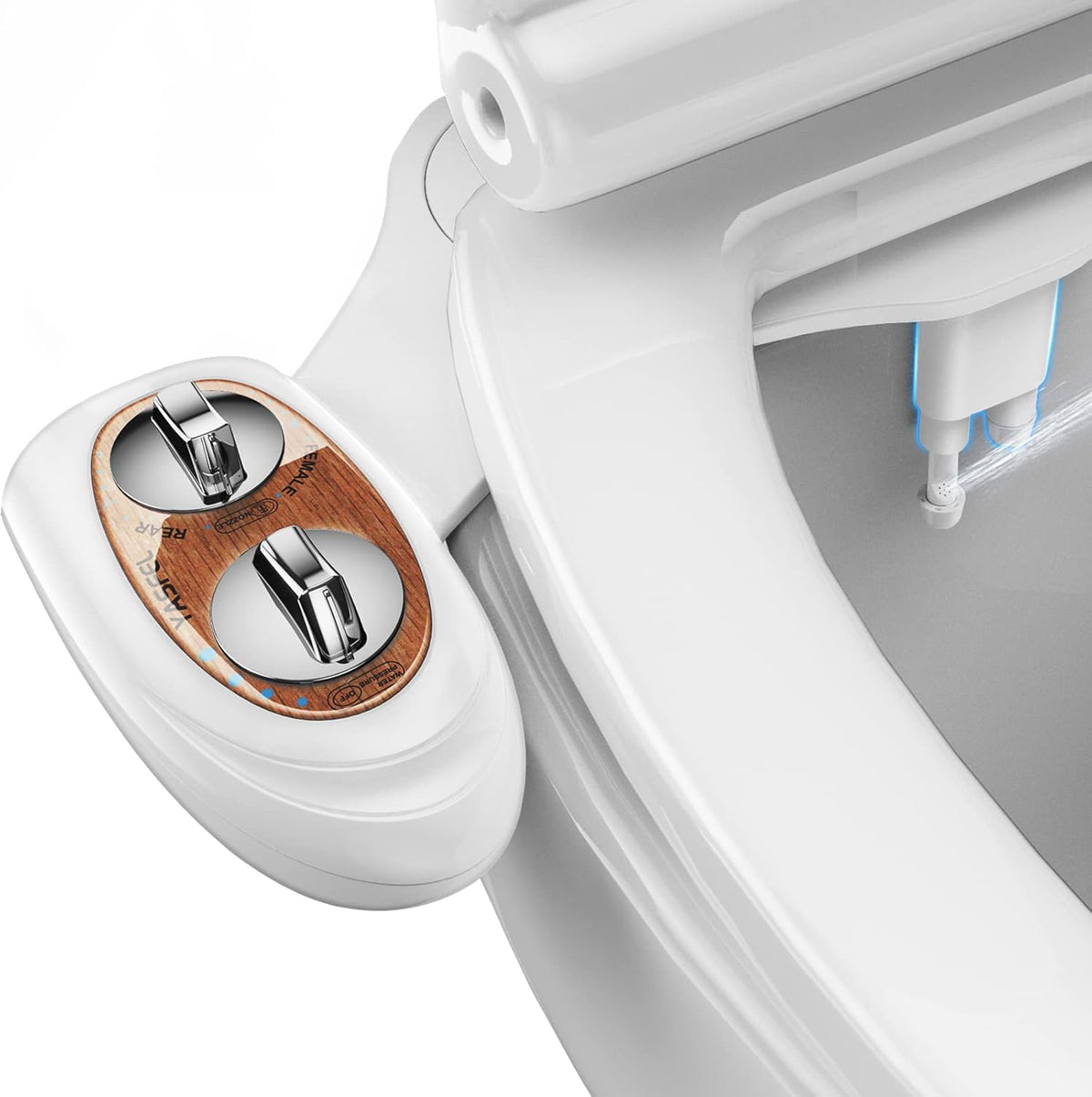 Bidet Attachment for Toilet, Non-Electric Self-Cleaning Bidet Seat Attachment, Fresh Cold Bidet Attachment for Feminine/Posterior Wash, with Adjustable Pressure Control (Blue/White)
