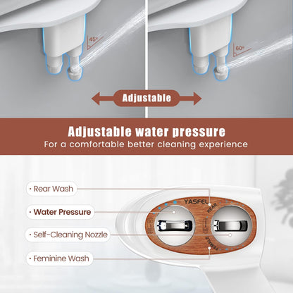 Bidet Attachment for Toilet, Non-Electric Self-Cleaning Bidet Seat Attachment, Fresh Cold Bidet Attachment for Feminine/Posterior Wash, with Adjustable Pressure Control (Blue/White)
